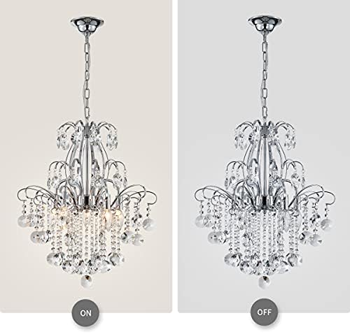 WUZUPS Crystal Chandelier 5-Light Pendant Ceiling Light Modern Lighting Fixture for Bedroom Hallway Bar Kitchen Bathroom, H 57 x W 50, E14 Base, Chrome