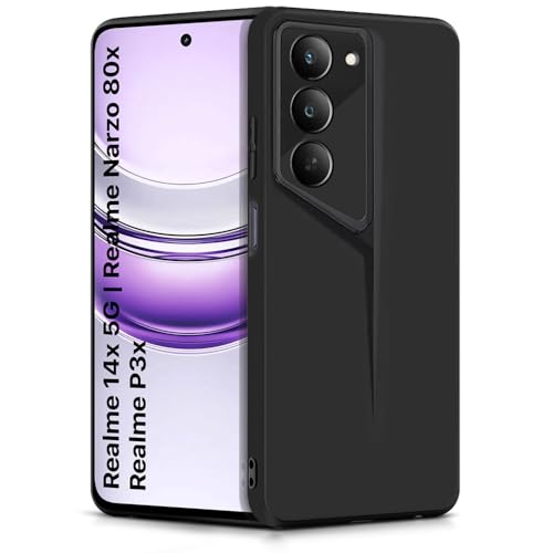 Image of WOW IMAGINE Back Cover for Realme 14x 5G | Realme Narzo 80x | Realme P3x | Blade Series Ultra Thin Case with Lightweight Design | Camera Protection | Soft Matte Silicone Flexible Mobile Case - Black