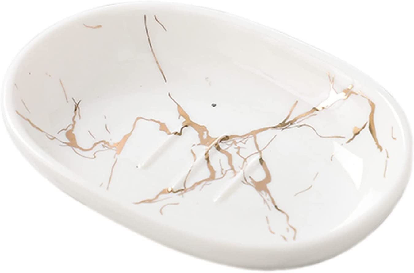 MAYABI jabonera jabonera de Ceramica Jabonera Ovalada, for Decoración Baño-Blanco-12x8.5cm (Color : White, Size : 12x8.5cm)