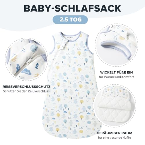 ToyaTec Baby Schlafsack 2,5 Tog Kuschelweich aus Bambusviskose | Baby Schlafsack aus Bambusfaser | Herbst & Winter Schlafdecke(Bären,L) – Ansicht 2