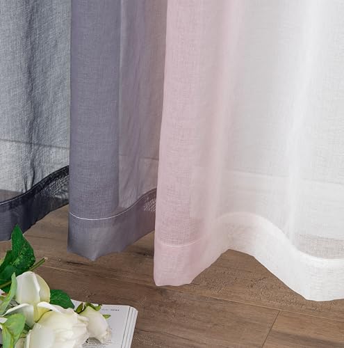MIULEE Zweifarbige Voile Vorhänge Kräuselband 2er Lila 140x160cm – Ansicht 5