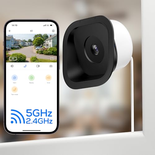 Image of INFIYA 2K Window Camera, 2.4Ghz&5Ghz WiFi Security Cameras, Adjustable View with 18 Tilt Mount, Indoor Outdoor use with Anti-Glare Color Night Vision,24 /7 Recording Cameras for Home Security, 1Pack
