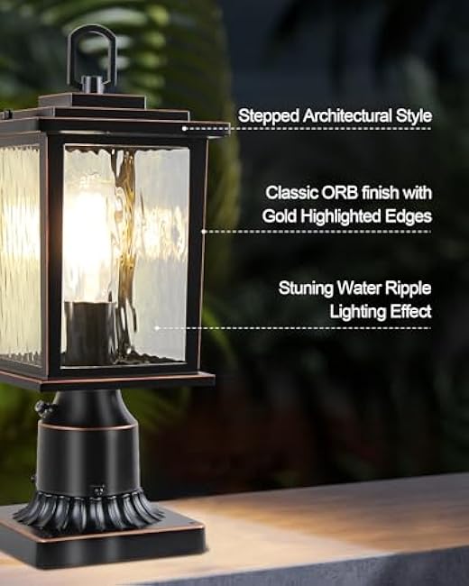 Outdoor Post Light Oil-Rubbed Bronze Pole Lantern 16'' Lamp Post Light Fixture
