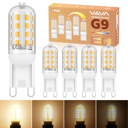 G9 LED Light Bulbs Dimmable 5W - 5Pcs Warm White 3000K 500LM Equivalent to 45W G9 Halogen Bulb Energy Saving Bulb CRI>80 360 Beam Angle No Flicker for Home Lighting Crystal Chandelier