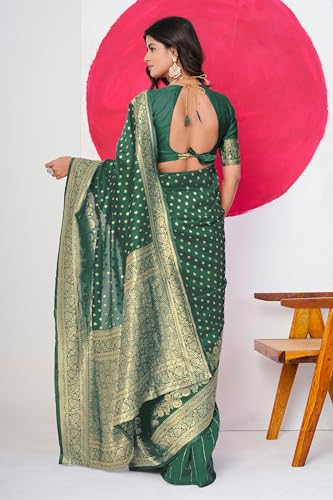 Image of Subham Saree for Woman Silk Cotton Kanjivaram | Soft Daily Wear Golden Zari Sari with Jacquard Blouse Piece