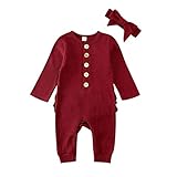 Sealourea Infant Baby Girl Jumpsuit, Ruffle Long Sleeve Basic Bodysuit Underwea Knitted Romper...