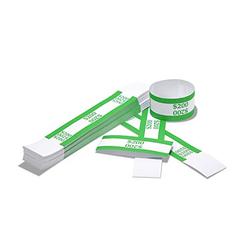Currency Straps â€“ Bill Wrappers, Money Bands to Organize Bills, ABA Standard Colors, Self-Adhesive, 7.5 x 1.15 Inches ($200 / Green)
