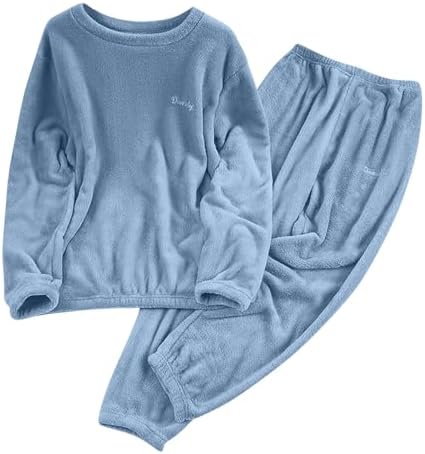 Womens Fuzzy Fleece Pajama Sets Soft Cozy Pjs Pullover Pant 2 Piece Lounge Matching Set Fluffy Winter Warm Sleepwear