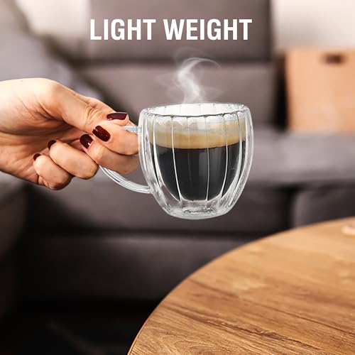 Image of Treo by Milton Orbit High Borosilicate Glass Tea & Coffee Mug Set of 2, 150 ml Each I Micro Wave & Refrigerator Safe I Reduced Condensation I Food Safe I Premium Gifts for Woman, Man