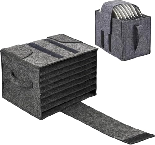 Nucalt 27 x 22 x 7cm Portapiatti da Campeggio in Feltro con 8 Scomparti,Supporto per Piatti Cucina In Feltro Portabicchieri Salvaspazio Organizer(portapiatti)