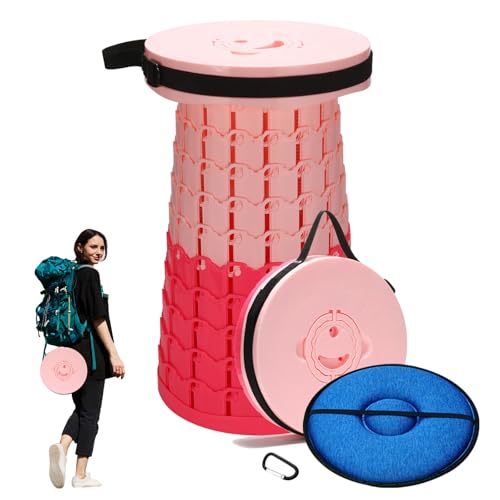 Image of Spisces Upgraded Collapsible Stool with Cushion, 1000 lbs Capacity & 19.7-in High, Wider & Taller Heavy Duty Portable Telescoping Foldable Seat for Adults Camping, Travel, Music Festivals, Outdoors