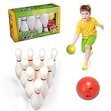 globalqi Kinder Bowling Set, Kegelspiel Spiel, Drinnen Draußen Spielzeug Für Kinder 3 4 5+ Jahre, 10 Stifte 2 Kugeln