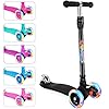 BELEEV Scooters for Kids 3 Wheel Kick Scooter for Toddlers Girls Boys, 4 Adjustable Height, Lean to Steer, Light up Wheels, Extra-Wide Deck, Easy to Assemble for Children Ages 3-12 (Rose Pink)