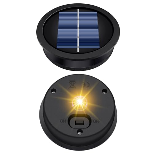 2-Pack Replacement Solar Light Parts Waterproof Solar Light Replacement Top with LED Bulbs for Solar Lanterns (Top Size 3.23 inches Bottom Size 2.83 inches)
