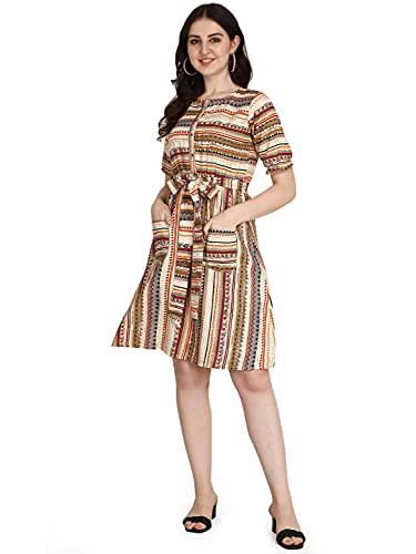 Image of DHRUVI TRENDZ Women's Slub Rayon Western Dresses Regular Fit | A-Line One Piece Dress for Women Long | Dress for Woman | Maxi Dresses for Women Stylish