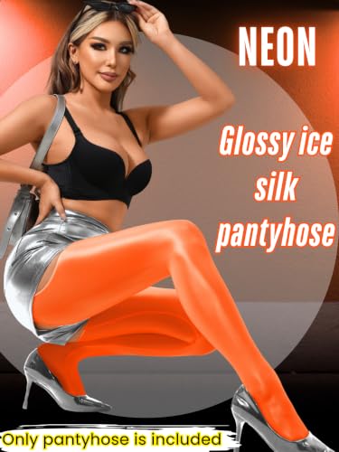 Image of ChiaoLezhee Sexy Shiny Tights, Sheer High-Waisted, Suspender Pantyhose For Women Rave Party Outfits Leggings Pants Exotic
