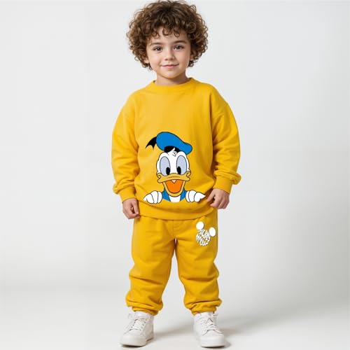 Image of Minicult Kids Cotton Co-ords Full Sleeve Sweatshirt and Pant Set with Character Print
