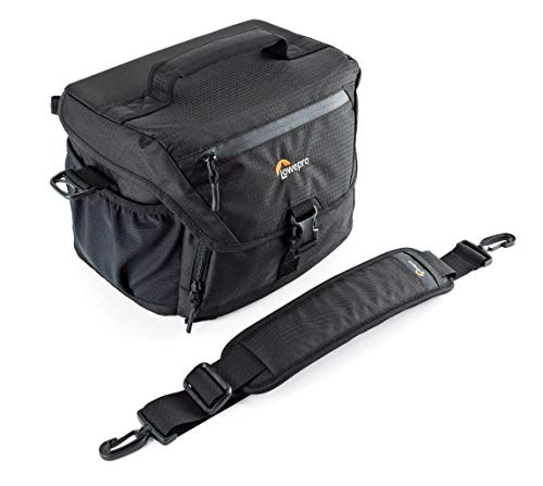 Lowepro LP37123-PWW Nova 180 AW II Camera Bag, Waterproof, Customizable, Fits Pro-depth DSLR with Lens, compact drone, 3-4 Additional Lenses, Flash, Black