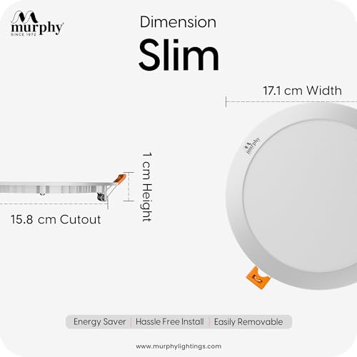 Image of Murphy 15-Watt Slim Round LED Panel Ceiling Light (Warm White, Pack of 12)