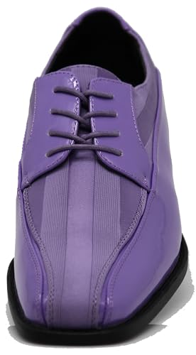 BMY Men's Striped Satin Matching Patent Upper Oxfords Formal Dress Shoes4