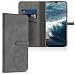 Produktbild kwmobile Hülle kompatibel mit OnePlus 6T - Kunstleder Wallet Case mit Kartenfächern Stand Kompass Vintage Grau