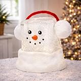 Moments in Time 6.9” Acrylic Ice Cube Snowman LED Lighted Water Spinning Glitter Decoration, Battery Operated Christmas Tabletop Décor, Winter with Sparkling Lights