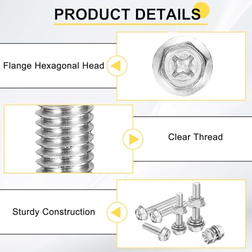 Tornillos M8 de cabeza hexagonal de acero inoxidable 304 con kit de arandelas y tuercas 3