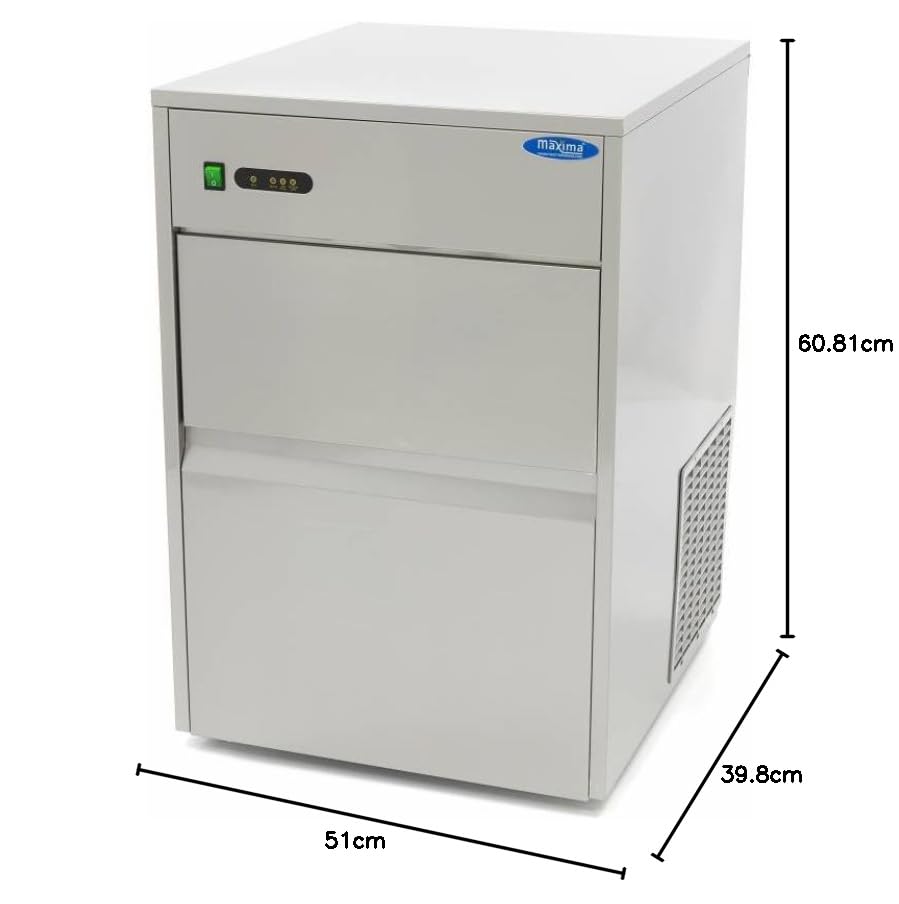 Diagram showing dimensions of Maxima M-ICE 28 ice machine