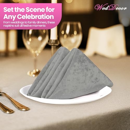 Servilletas de mesa de terciopelo premium de 20 pulgadas con dobladillo elegante para hotel 8