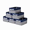 TcaFmac Small Storage Baskets 6 Pack Baskets for Organizing Baskets for Gifts Empty Decorative Storage Baskets Rectangular Storage Bins Navy Blue Baskets for Shleves ClosetBlue Stripes