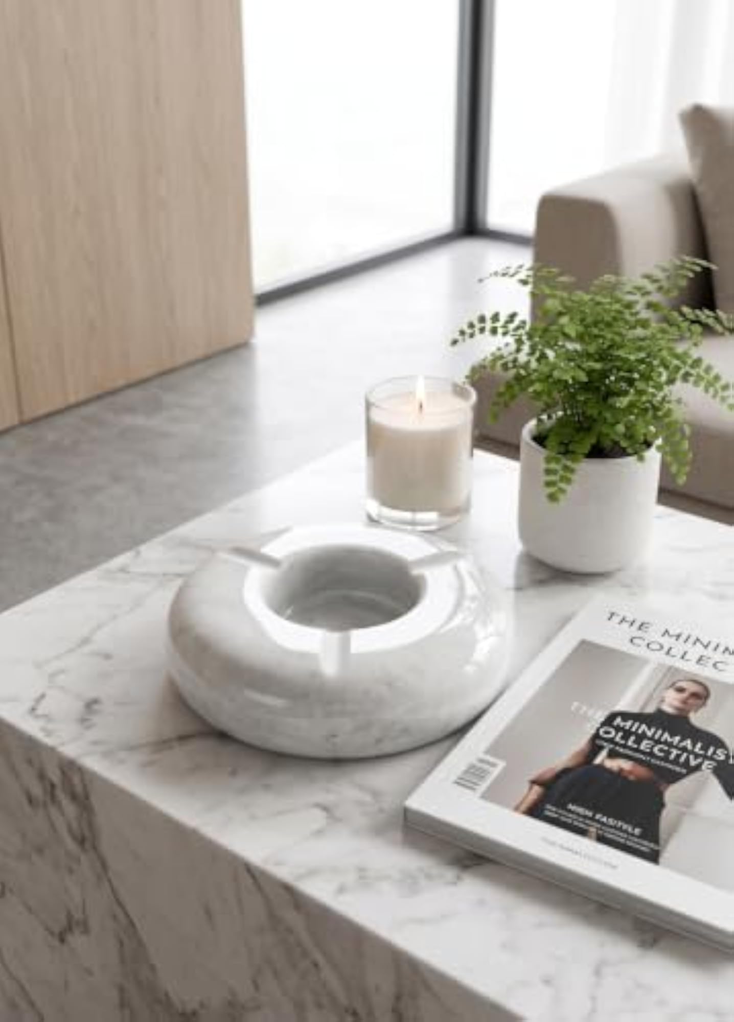 Marble Ashtray, Round Stone Decorative Tray