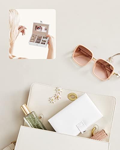 SONGMICS Mücevher Çantası Mücevher Çantası Kilitlenebilir Ayna 4 Kanca JBC121W - Görsel 4