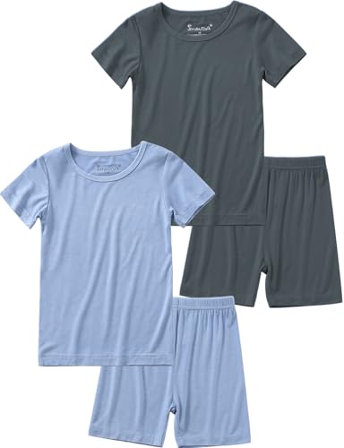 Jimonda Baby Boys Girls Pajama Sets Kid Soft Sleepwear Rayon From Bamboo Sleepwear Short Sleeve 4-Piece Cool Jammies 18M-12Y