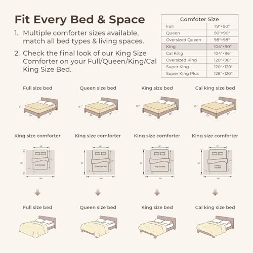 Image of Litanika King Size Comforter Set Beige, 3 Pieces Cream Tufted Boho Farmhouse Bedding Comforter Sets, Lightweight Fluffy Comforter Bed Set for All Season (104x90In Comforter and 2 Pillowcases)