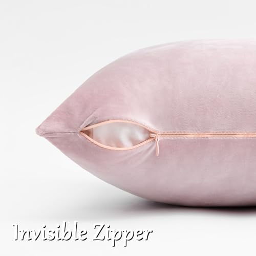 Image of GIGIZAZA Decor Throw Couch Pillow Covers,Set o 2 Sweet Lilac Sofa Cushion Pillow Covers,Velvet Pillow Cases 26x26inch