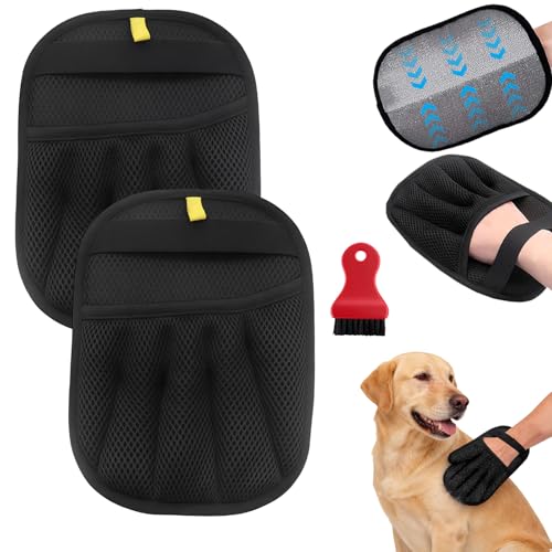Herspany 2 Pack Haarentfernungs-Handschuhe, Tierhaarentfernungshandschuh,Elektrostatische Handschuhe zur Entfernung von Hundehaaren, Haustierhaarentferner, Katzenhaaren und Staub,Wiederverwendbar