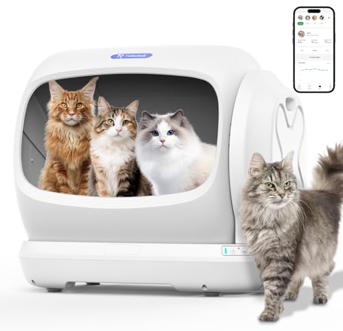 Image of Self-Cleaning Cat Litter Box, 106L Extra-Large Automatic Cat Litter Box for Multiple Cats, Safety Sensor /Anti-Pinch Patent /Double-Layer Defense /APP Control /Odor Free with Mat & Liner