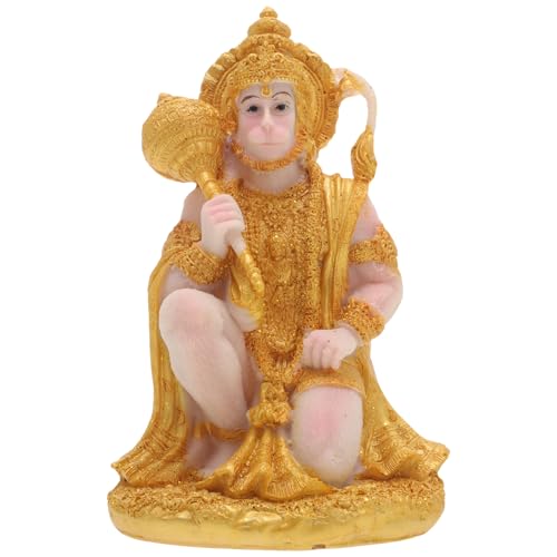 HOMSFOU Lord Statue Resin Ramayana Figurine 6 Inch Small Hindu Temple Decoration Desktop Figurine, Tan, 6x3.5x2.4 inches