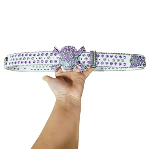 Waist Belt Shinning Rhinestone Buckle Belts For Woman Men Rhinestone Skull Decor Waist Strap For Jeans Dress4