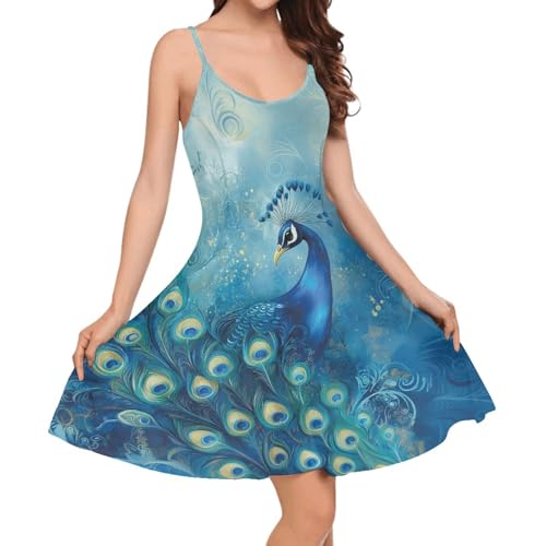 Image of Biyejit Women Casual Loose Dress Strap Long Summer Beach Swing Dress