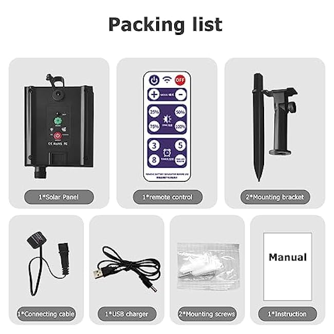 ZPSHYD Solar Battery Box for LED String Lights, Outdoor String Lights Control Panel with DC Charging 8 Remote Control Modes Pack Powered Lithium Panel Light w/Remote Control (3V)