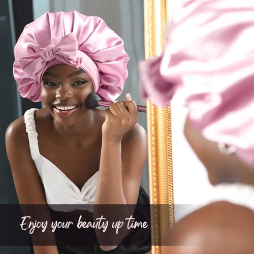 image for YANIBEST Silk Bonnet for Sleeping Women Satin Bonnet Double Layer Sati