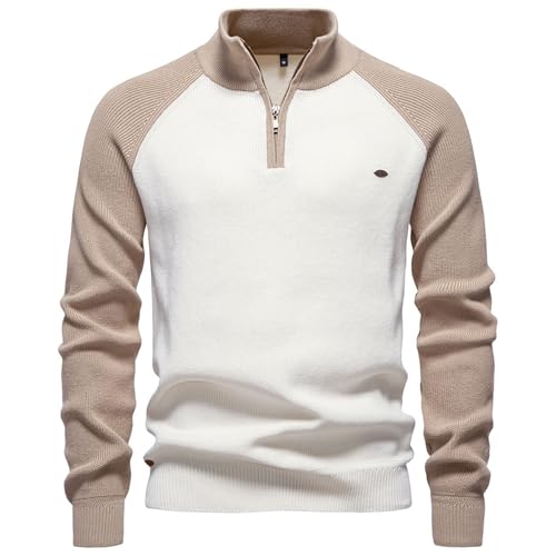 Suéter de punto con cuello alto y cremallera parcial casual de otoño