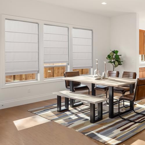 CHICOLOGY Roman Shades for Windows, Roman Window Shades, Roman Shades, Window Treatments, Window Shades for Home, Ridgewood Ultra White (Privacy & Light Filtering), 91.4 cm B X 182.9 cm H