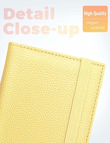 Image of Yarnic Checkbook Cover for Personal Checkbook, Checkbook Holder with Pen Holder & Built-in Clear Plastic Divider for Duplicate Checks (Yellow)
