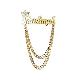 Name Brooch Customized Personalized Brooch Chain Crown Punk Style Stainless Steel Brooch Jewelry for