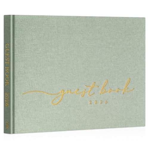 Image of Lanpn Wedding Guest Book 2026 - Linen Hardcover Guestbook Wedding Reception with 108 Blank Pages for Sign in and Photos - Guest Book for Wedding Bridal Shower Baby Shower Party (Sage Green)