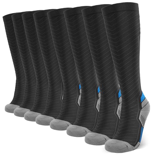 Compression Socks for Men & Women (2/4/6 Pairs) 20-30 mmHg Graduated Compression Knee High for Running, Athletic