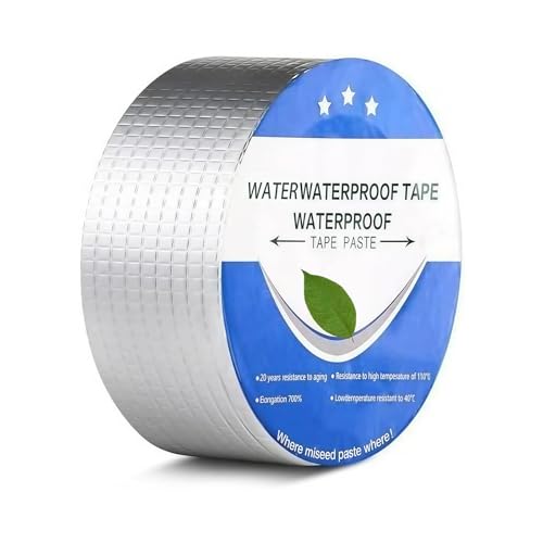 Taśma butylowa wodoodporna 5 cm x 5 m, odporna na wysoką temperaturę, taśma izolacyjna z gumy butylowej i folii aluminiowej, samoprzylepna taśma uszczelniająca do rynien, okien, rur