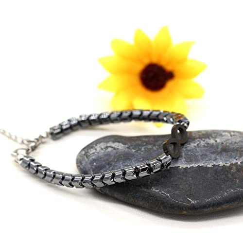 Adjustable Gear-Shaped Black Hematite Bracelet Infinity Love Bangle Bracelets For Men And Women Couples Y2108 (Black Infinity) #TOP4